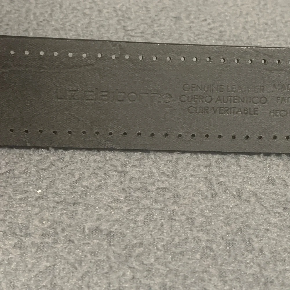 Liz Claiborne Men's Black Genuine Leather Belt‎ Solid Brass Buckle XL BTRU0596